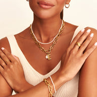 Molten Initial & Organic Moonstone Necklace (Gold)