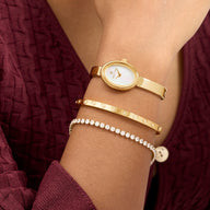 Monroe Bangle Watch & Crystal Bracelet Set (Gold)