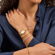 Monroe Bangle Watch & Crystal Bracelet Set (Gold)