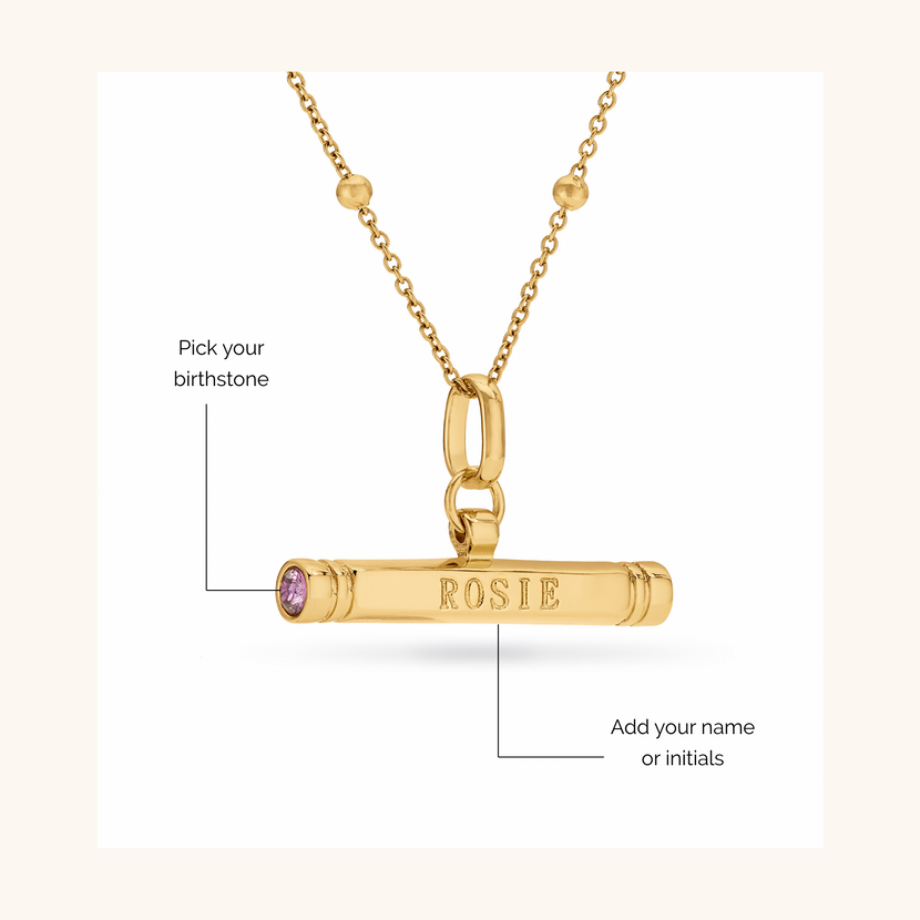 Custom Stamped T-Bar Necklace (Gold)