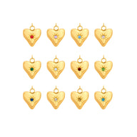 Molten Heart Birthstone Charm (Gold)