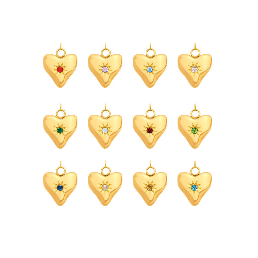 Molten Heart Birthstone Charm (Gold)