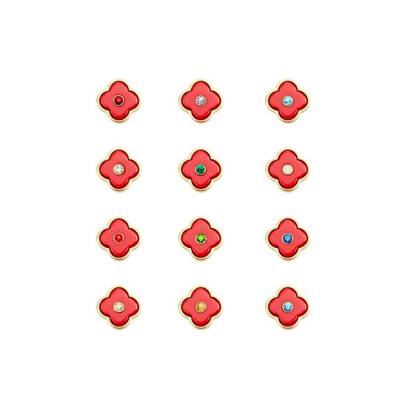 Red Clover Charms (Gold) - Birthstones