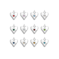 Molten Heart Birthstone Charm (Silver)