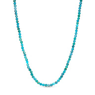 Blue Apatite Beaded Necklace (Gold)