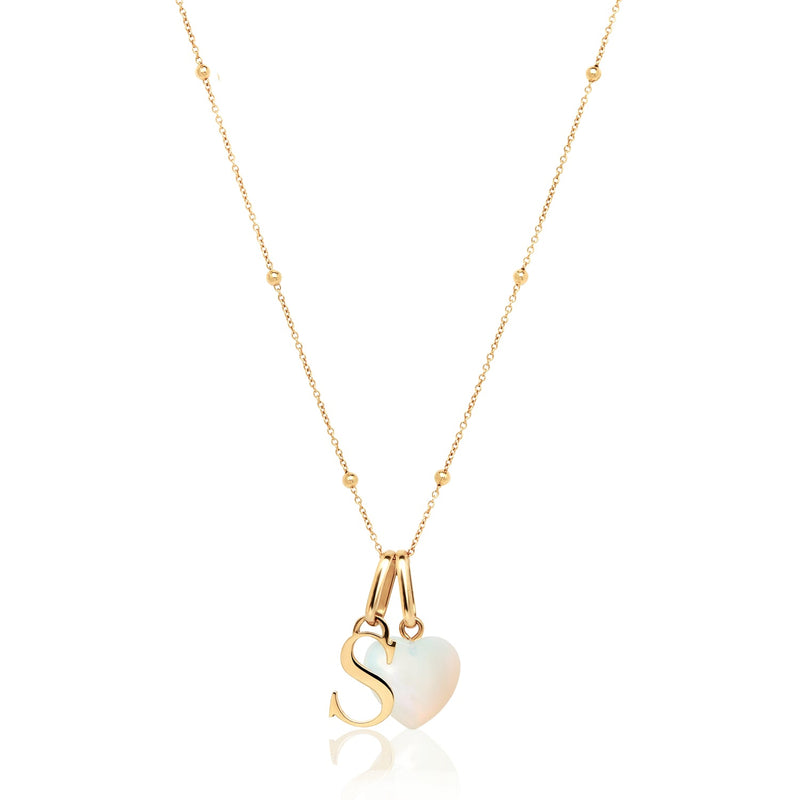 Personalized Initial & Birthstone Necklace (Gold)