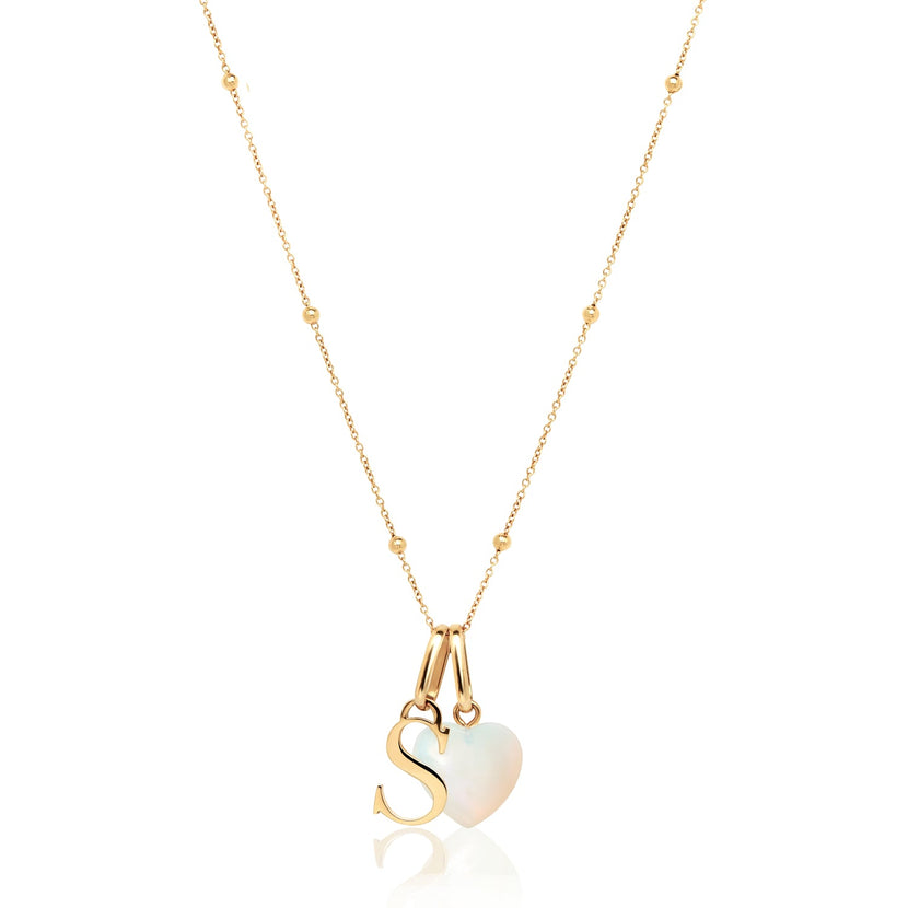 Personalized Initial & Birthstone Necklace (Gold)