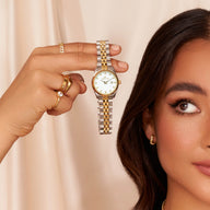 Belgravia Pearl Watch 30 & Crystal Bracelet Set (Gold)