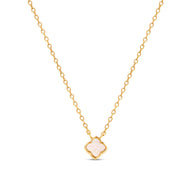 Fine Mini Pearl Clover Necklace (Gold)