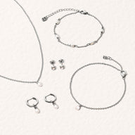 Fine Organic Pearl Huggie Earring (Silver)