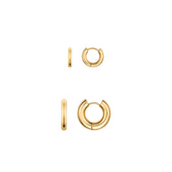 Small Chunky Huggie Hoop Earring Set (Gold)