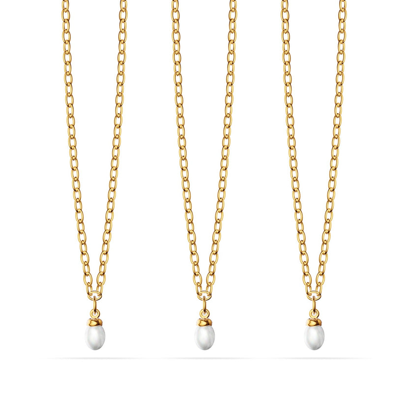 Fine Organic Pearl Necklace Bridesmaid Gift Set (Gold)