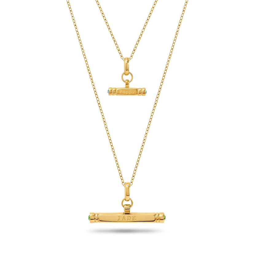 Mini & Me T-Bar Necklace Set (Gold)