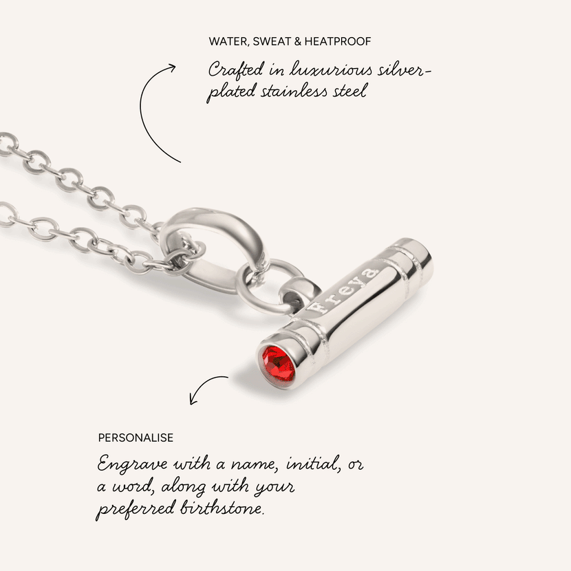 Mini Custom Stamped T-Bar Necklace (Silver)