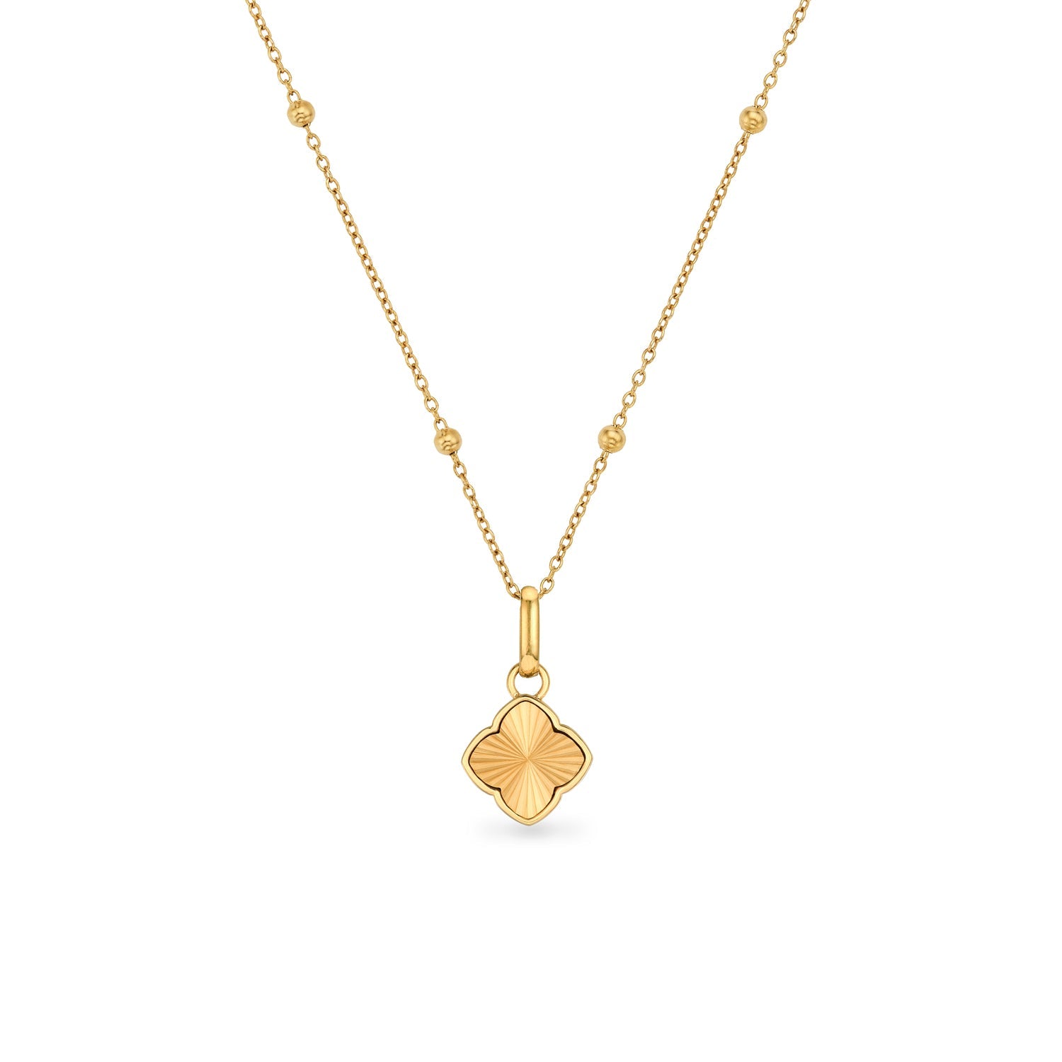 Textured Clover Necklace Gold