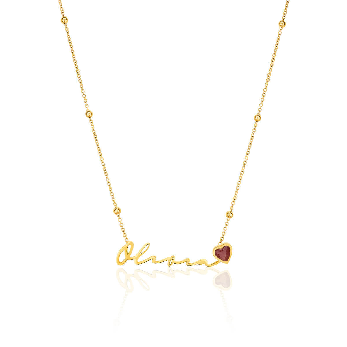 Birthstone Signature Name Necklace (Gold) - Main Image