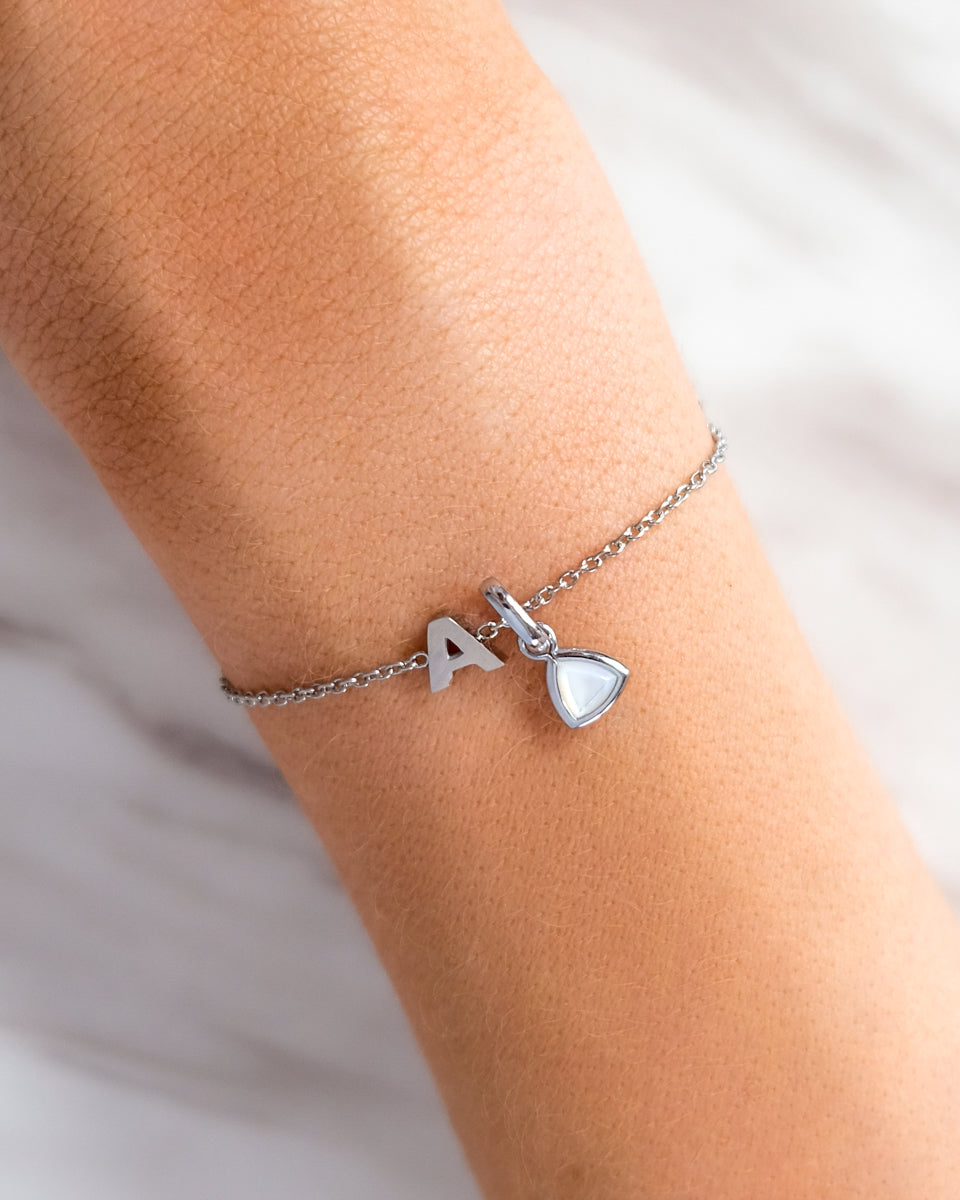 Silver alphabet bracelet discount
