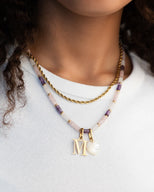 Pastel Quartz Beaded Necklace (Gold)