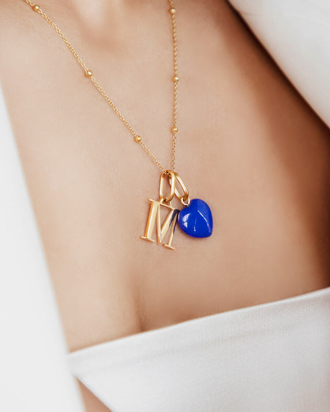 Personalized Initial & Birthstone Necklace (Gold)