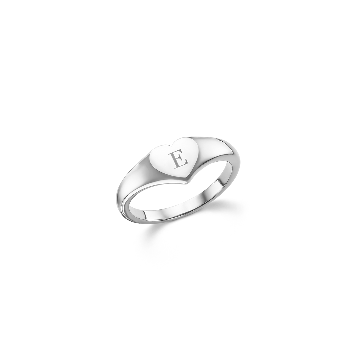 Sterling Silver Heart high quality Diamond Set Signet Ring Size N Engraved With 2 Initial