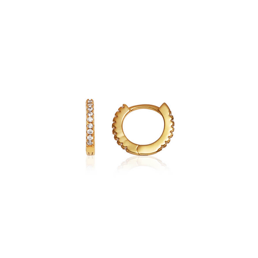 Moon and Back Star Huggie Earring Set (Gold)