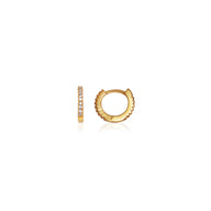 Sterling Silver Crystal Huggie Hoop Earrings (Gold)