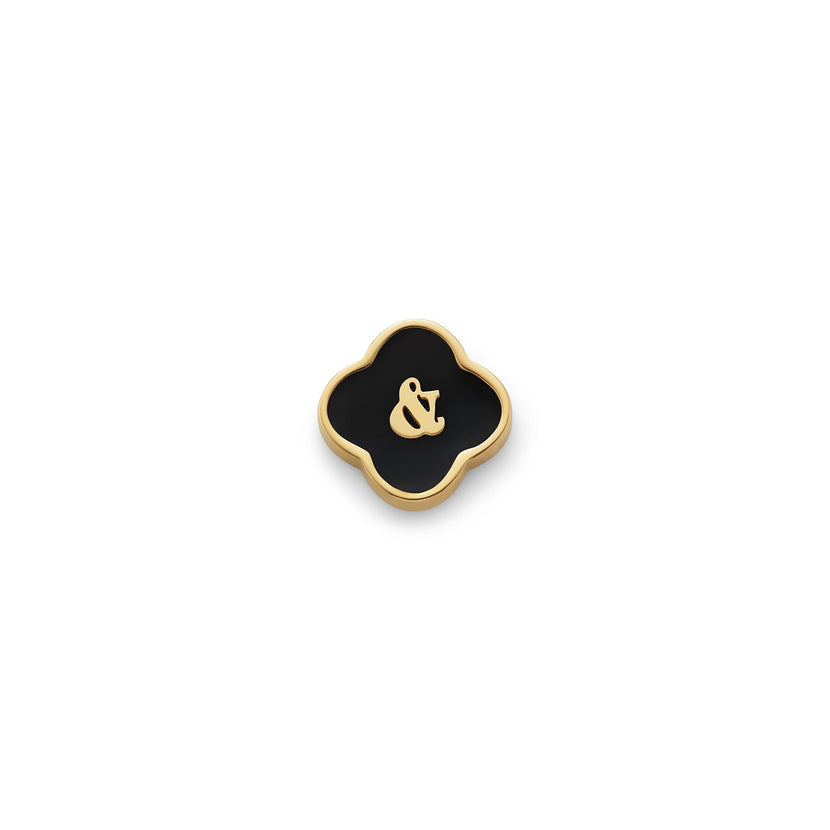 Black Enamel Clover Charms (Gold) - &