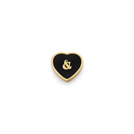 Black Enamel Heart Charms (Gold) - &