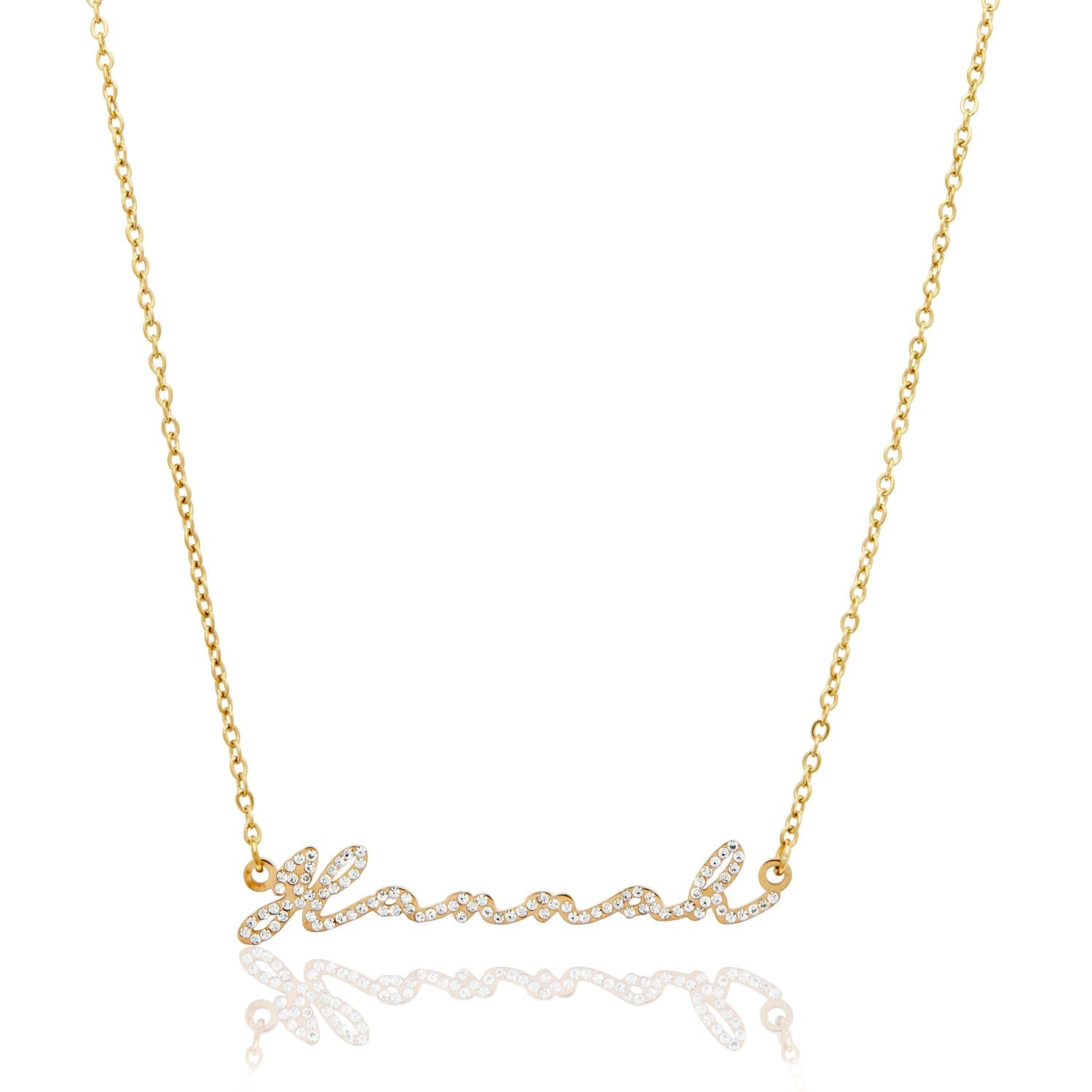 Crystal Signature Name Necklace (Gold) - Main Image