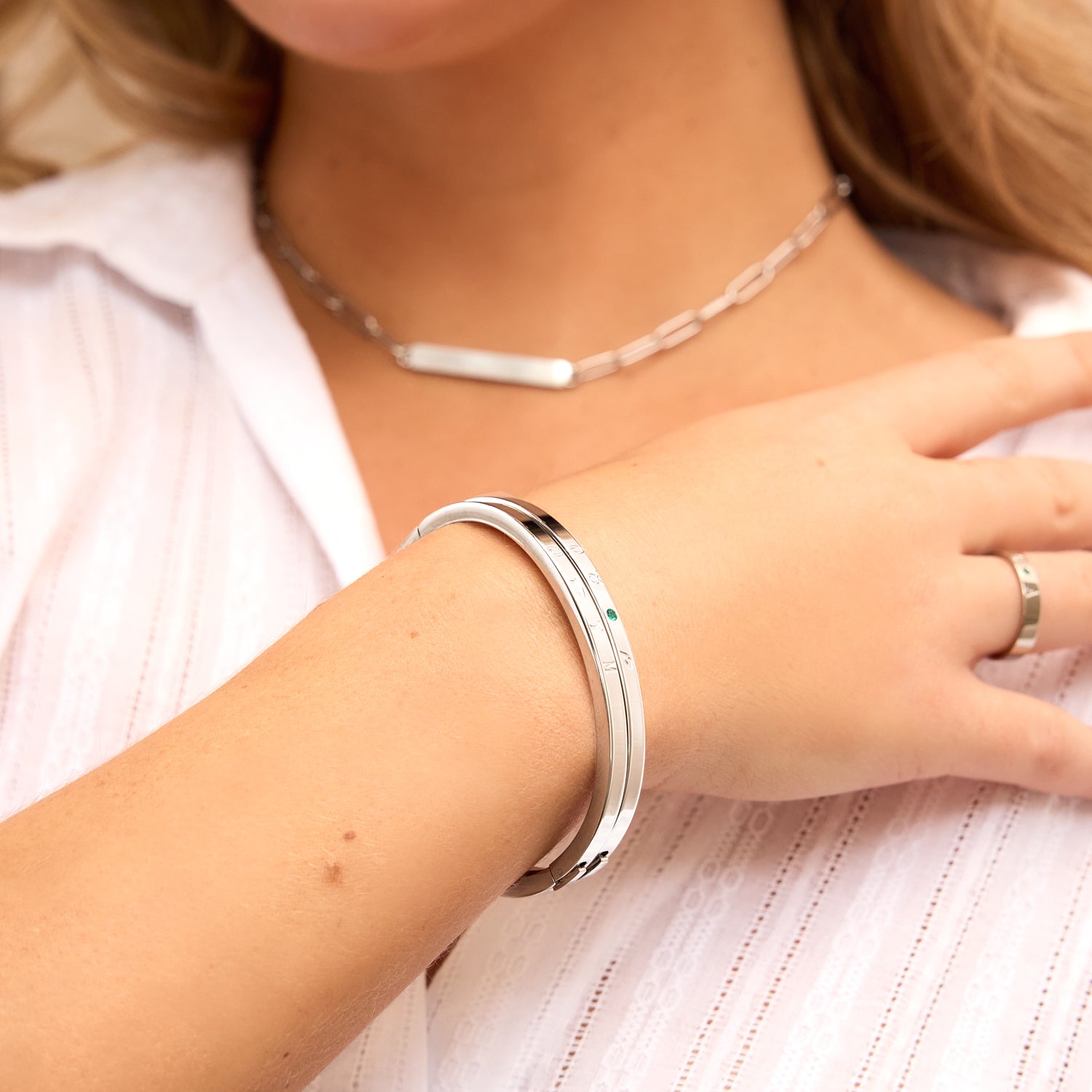 ブレスレット WILLIE and DUFFY Custom stamped bangle silver 925 handmade ブレスレット WILLIE and DUFFY Custom stamped bangle silver