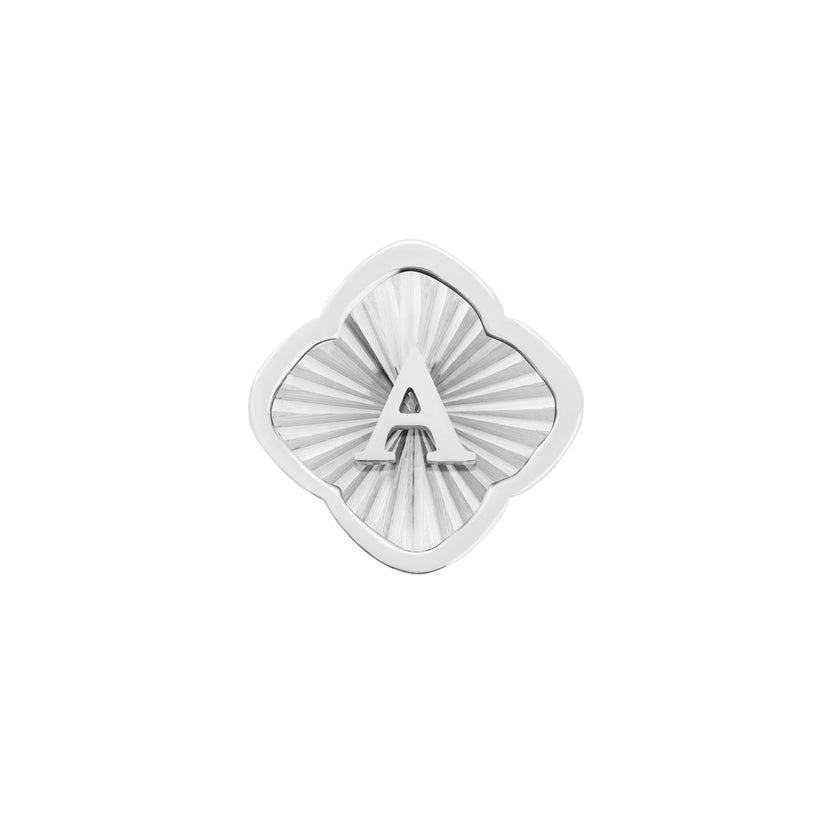 Rosette Textured Clover Charms (Silver) - Initials