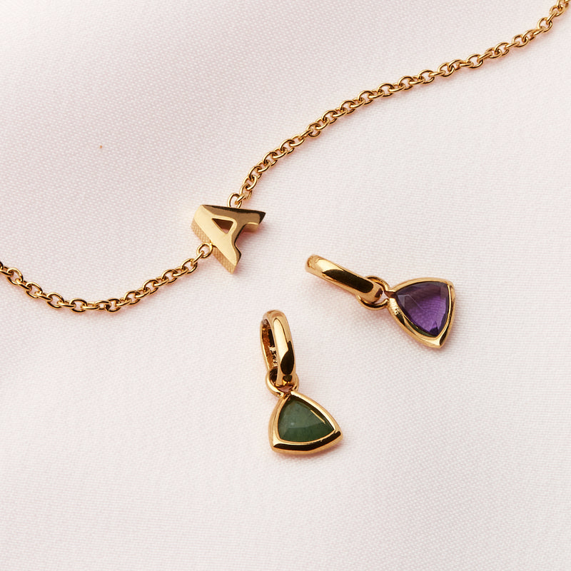 Birthstone & Little Luxe Letter Bracelet (Gold)
