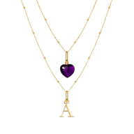 Letter & Birthstone Sphere Chain Layered Set (Gold)