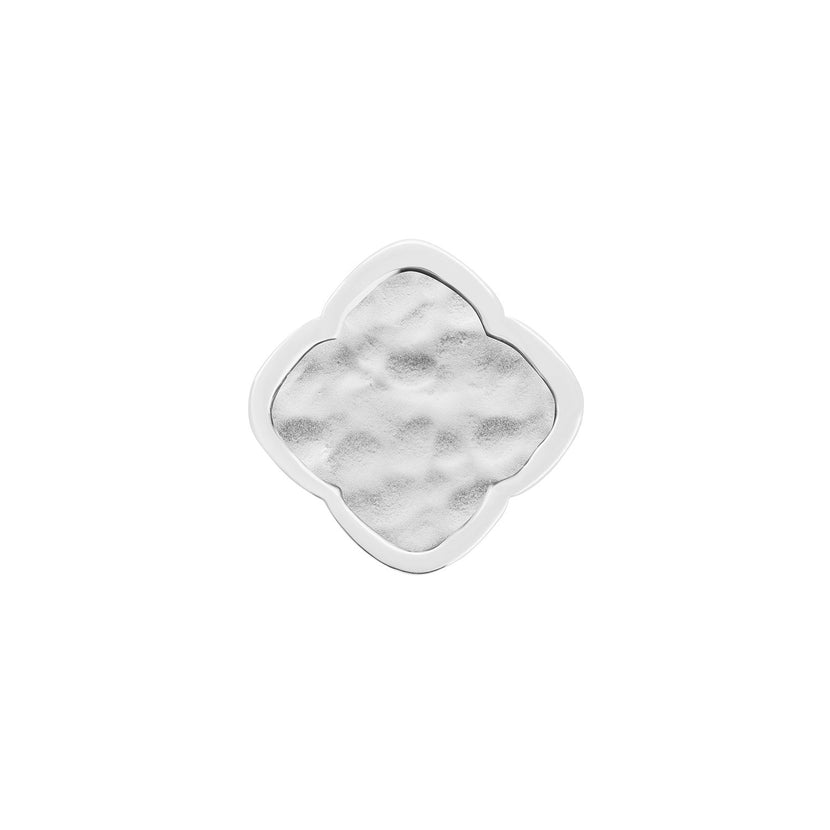 Rosette Molten Clover Charms (Silver) - Plain Clover