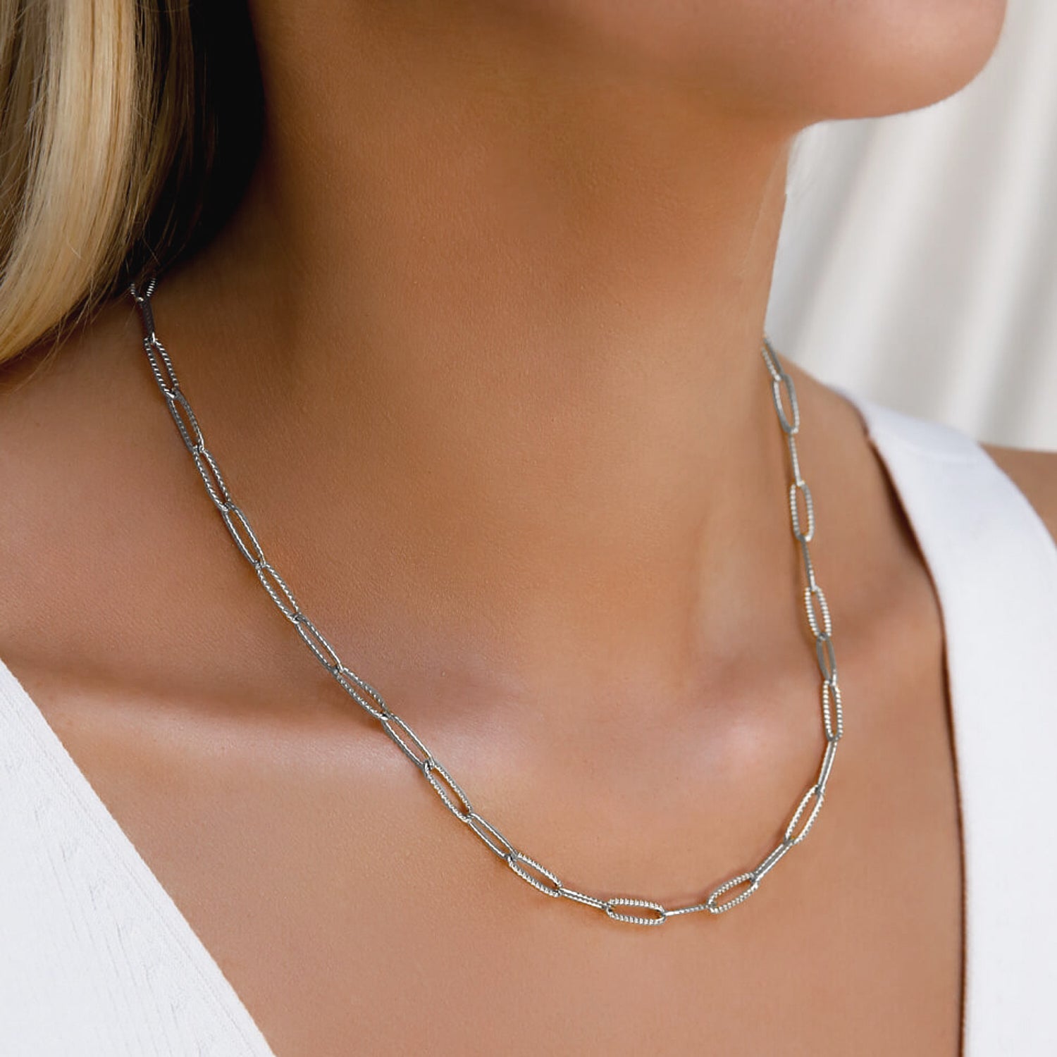Paperclip Chain Necklace - Silver