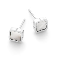 Mini Pearl Clover Stud Earrings (Silver)