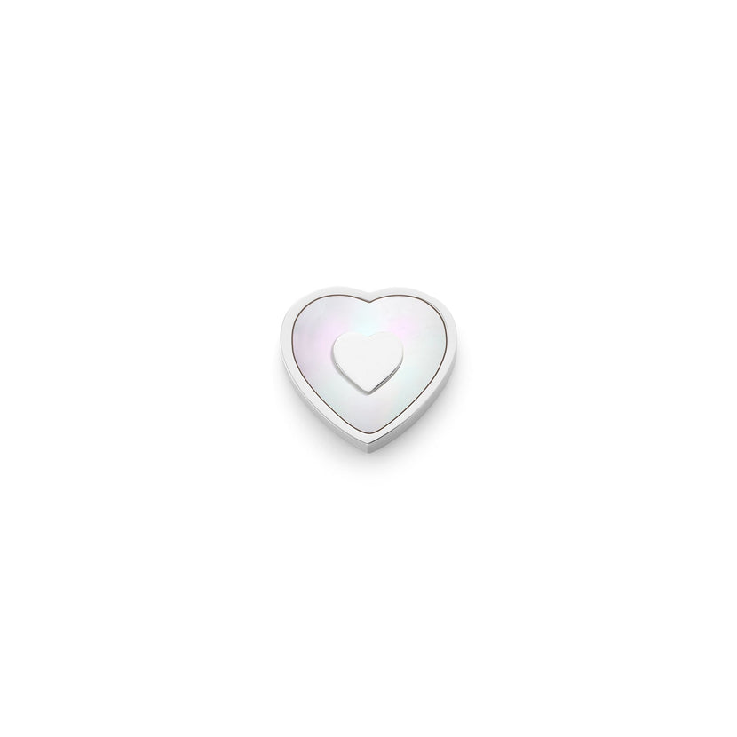 Pearl Heart Charms (Silver) - Heart