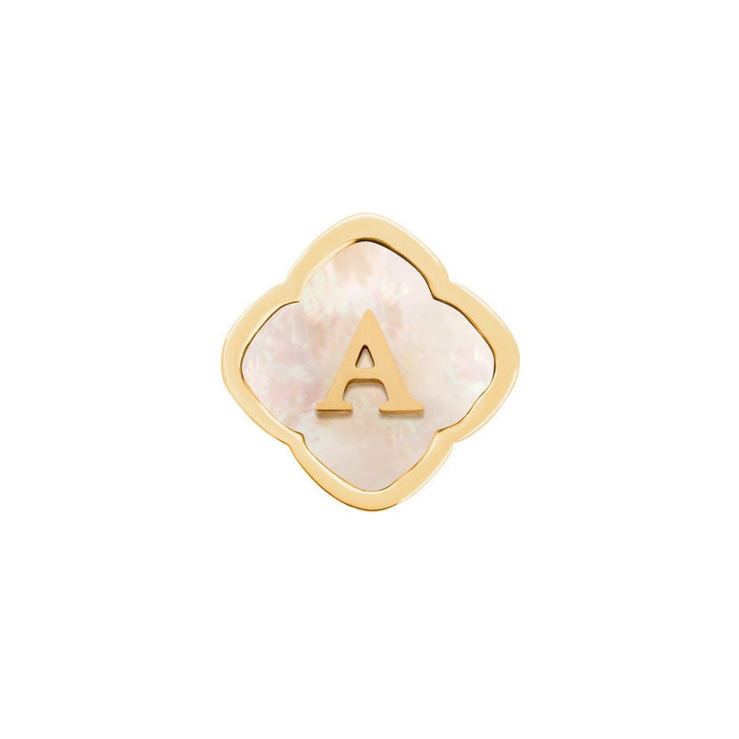 Rosette Pearl Clover Charms (Gold) - Initials