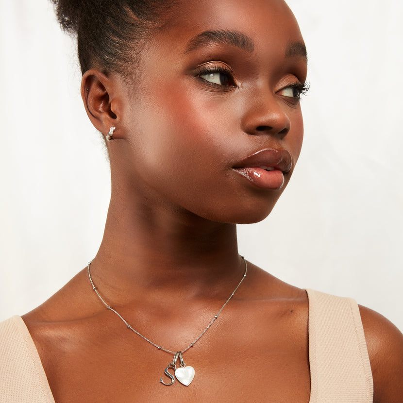 Personalized Initial & Birthstone Necklace (Silver)