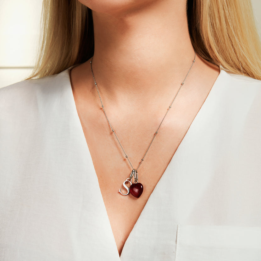 Personalized Initial & Birthstone Necklace (Silver)