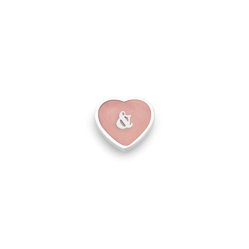 Rose Quartz Heart Charms (Silver) - &