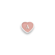 Rose Quartz Heart Charms (Silver) - Initials