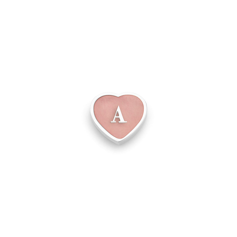 Rose Quartz Heart Charms (Silver) - Initials