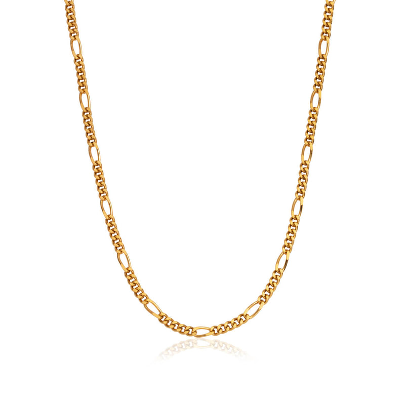 Small Figaro Chain Necklace (Gold)
