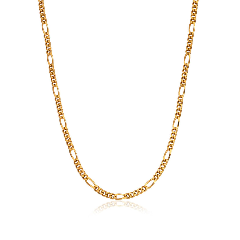 Small Figaro Chain Necklace (Gold)
