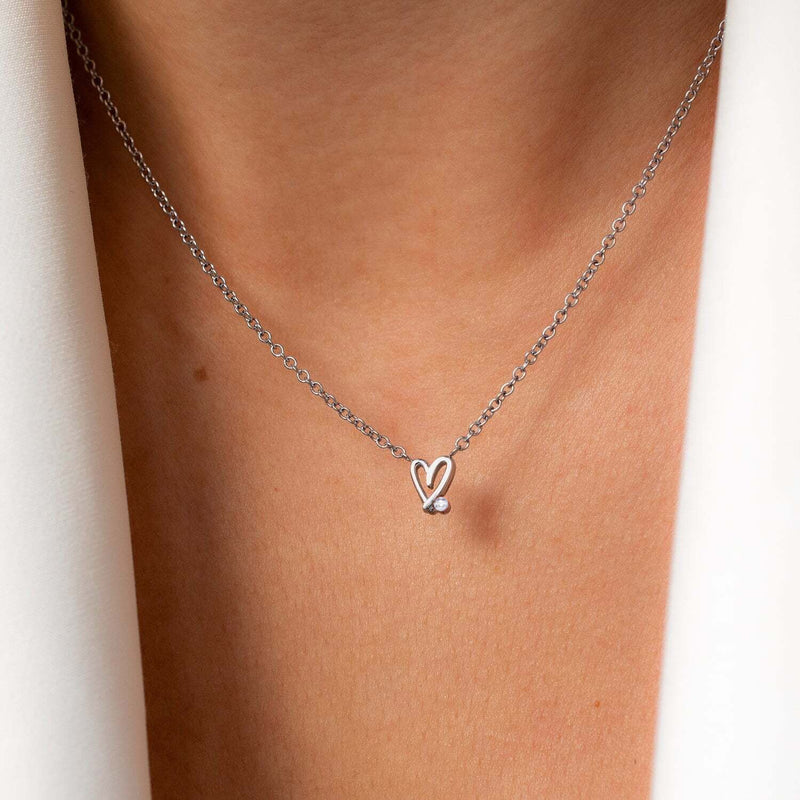 Stories Doodle Heart Bracelet & Necklace Set (Silver)