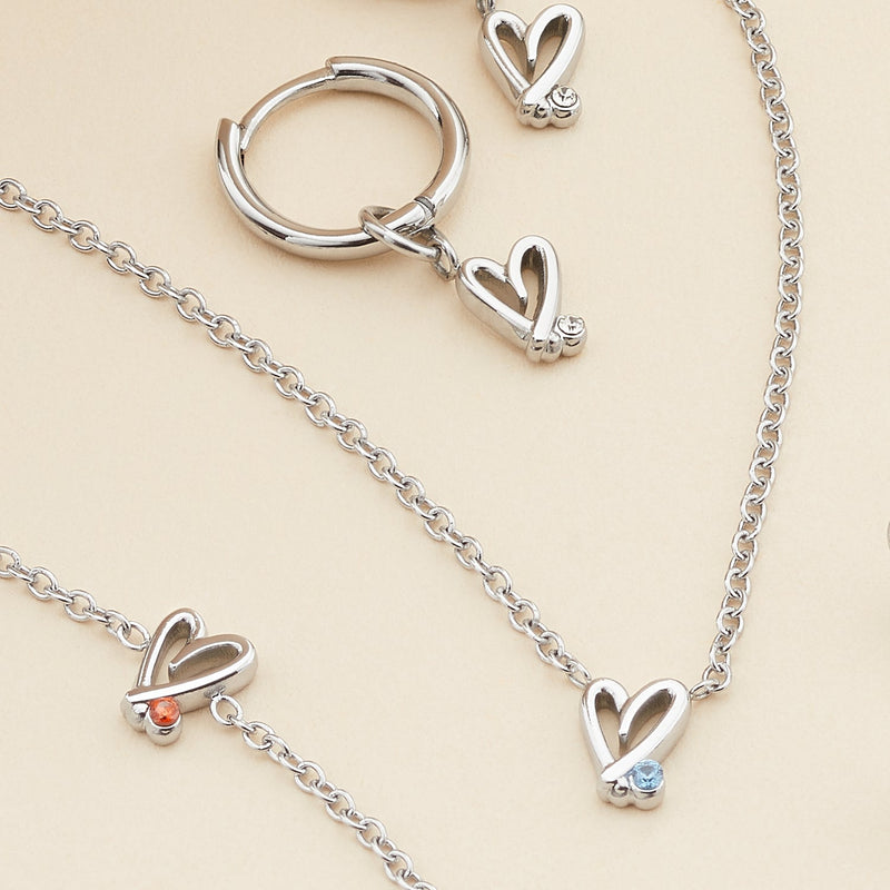 Stories Doodle Heart Huggie Hoops (Silver)