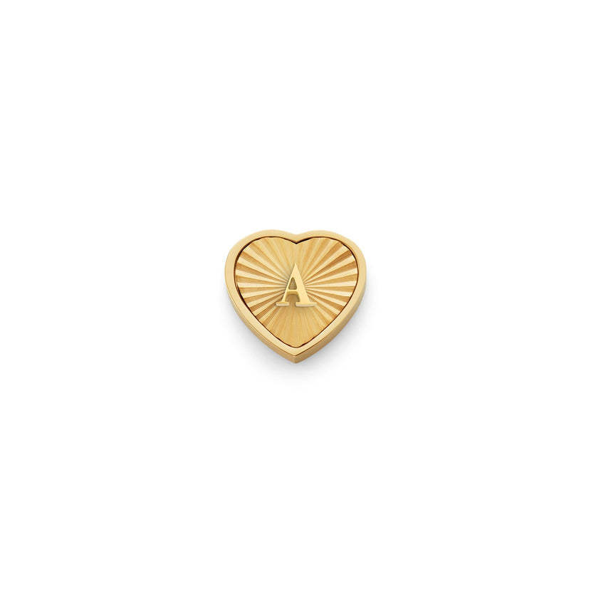 Textured Heart Charms (Gold) - Initials