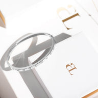 Crystal Heart Bangle & Multi Pearl Clover Bracelet Set (Silver)