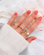 Mini Heart Birthstone Ring & Earring Set (Gold)